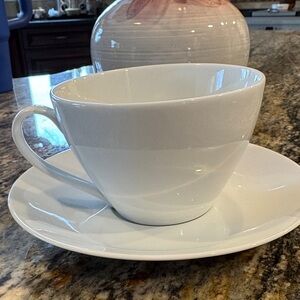 Crate&Barrel White Teacup and Saucer